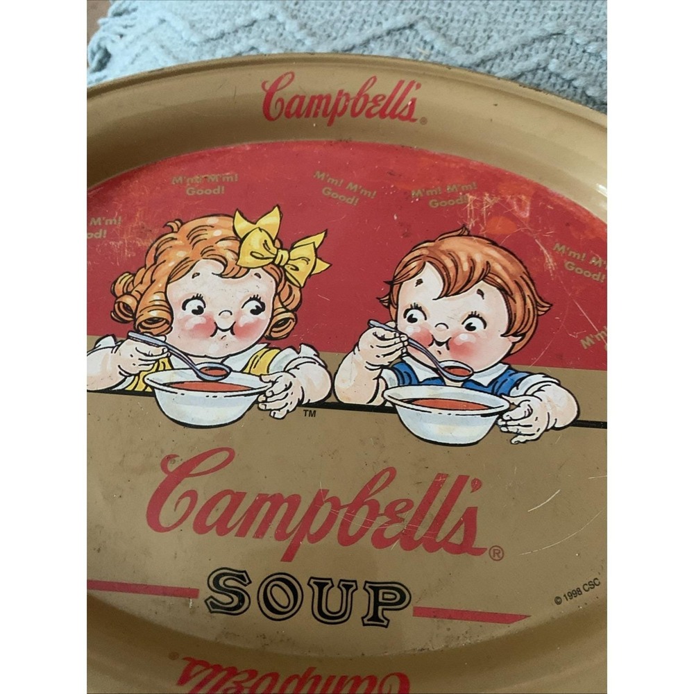 Campbell's Soup Oval Serving Tray Platter 1998 M'm! M'm! Good! Metal Tin 11x8.5" - Picture 2 of 3